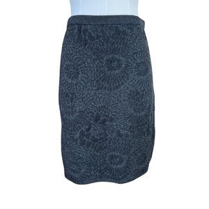 Eileen Fisher Wool Cotton Knit Floral Print Pencil Skirt Size Medium Stretch